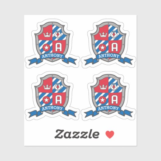 Letter Een aangepaste naam Anthony Eagle ridders c Sticker (Vel)