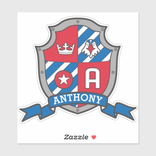 Letter Een aangepaste naam Anthony Eagle ridders c Sticker (Vel)