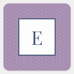 Letter en Blauw en Paarse bladeren Vierkante Sticker