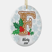 Letter F Aangepaste naam Kerstmis Keramisch Ornament (Rechts)