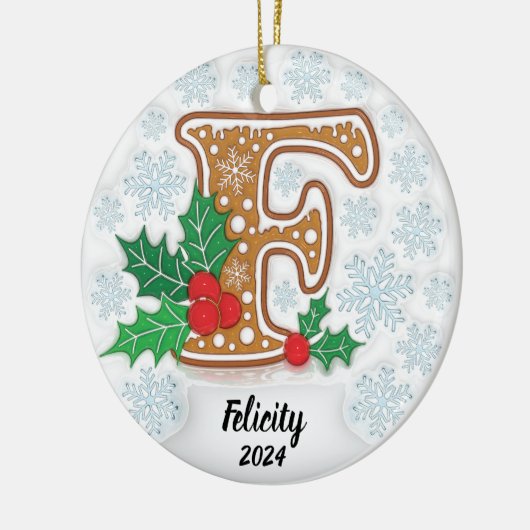 Letter F Aangepaste naam Kerstmis Keramisch Ornament (Links)