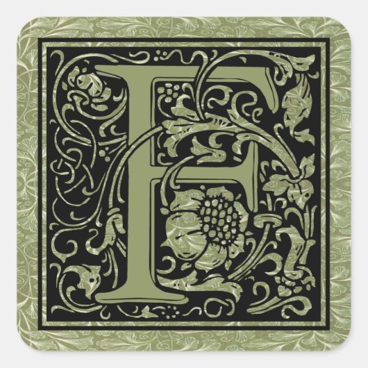 Letter F Eerste Letter Monogram Vierkante Sticker (Voorkant)