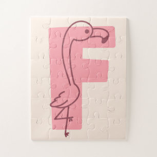 Letter "F" Flamingo Alfabet Kunst Legpuzzel