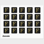 Letter F Gold Square Sticker (Vel)