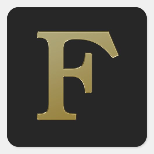 Letter F Gold Square Sticker (Voorkant)