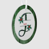 *~* Letter F-kerstfoto Rustic Wood AP44 Ornament (voorkant)