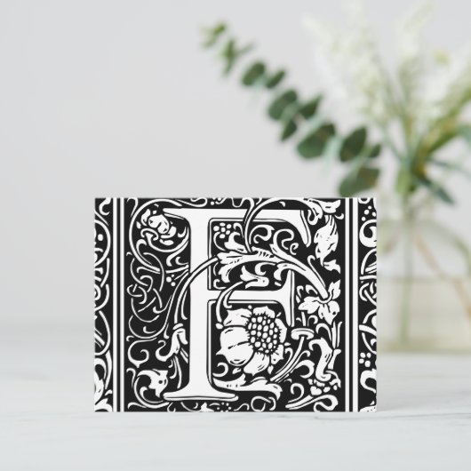 Letter F Medieval Monogram  Initiaal Briefkaart (Staand voorkant)