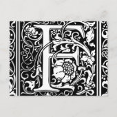 Letter F Medieval Monogram  Initiaal Briefkaart (Voorkant)