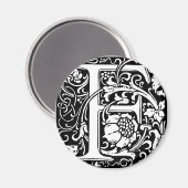 Letter F Medieval Monogram  Initiaal Magneet (Voorkant / Achterkant)