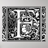 Letter F Medieval Monogram Initiaal Poster (Voorkant)