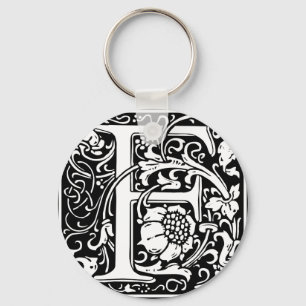 Letter F Medieval Monogram Initiaal Sleutelhanger