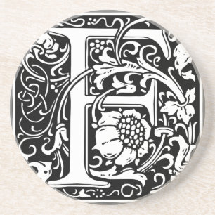 Letter F Medieval Monogram Initiaal Zandsteen Onderzetter