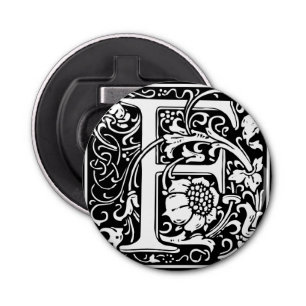 Letter F Middeleeuws Monogram Art Nouveau Button Flesopener