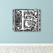 Letter F Middeleeuws Monogram Art Nouveau Canvas Afdruk (Insitu (Houten vloer))