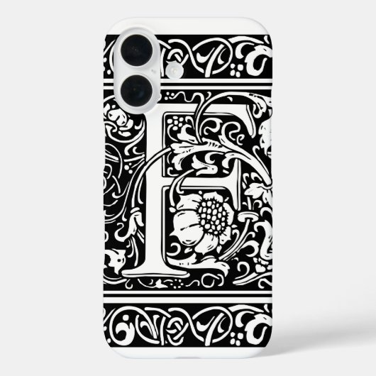 Letter F Middeleeuws Monogram Art Nouveau Case-Mate iPhone Case (Achterkant)