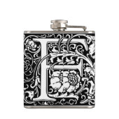 Letter F Middeleeuws Monogram Art Nouveau Heupfles (Achterkant)