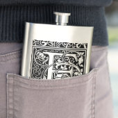 Letter F Middeleeuws Monogram Art Nouveau Heupfles (Voorbeeld)