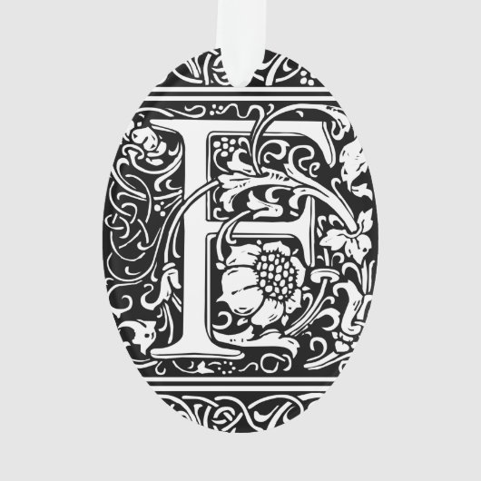 Letter F Middeleeuws Monogram Art Nouveau Ornament (achterkant)