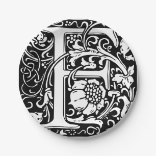 Letter F Middeleeuws Monogram Art Nouveau Papieren Bordje