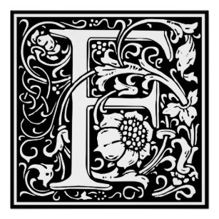 Letter F Middeleeuws Monogram Art Nouveau Perfect Poster