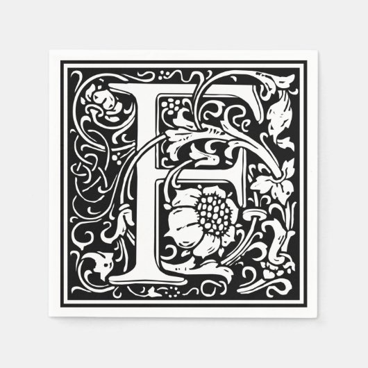 Letter F Middeleeuws Monogram Art Nouveau Servetten (Voorkant)