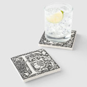 Letter F Middeleeuws Monogram Art Nouveau Stenen Onderzetter (Zijkant)