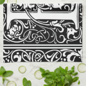 Letter F Middeleeuws Monogram Art Nouveau Theedoek (Gevouwen)