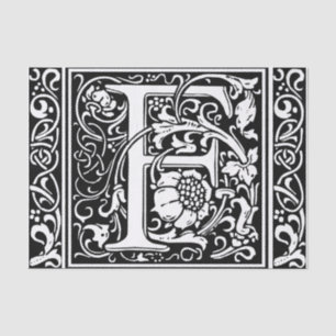 Letter F Middeleeuws Monogram Art Nouveau Tissuepapier