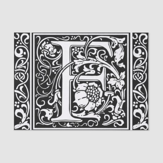 Letter F Middeleeuws Monogram Art Nouveau Tissuepapier (Voorkant)