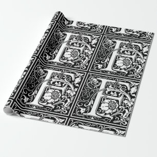 Letter F Middeleeuwse Monogram Art Nouveau Cadeaupapier