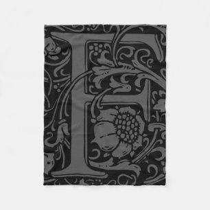 Letter F Middeleeuwse Monogram Art Nouveau Fleece Deken