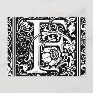 Letter F Middeleeuwse Monogram Vintage Initiaal Briefkaart