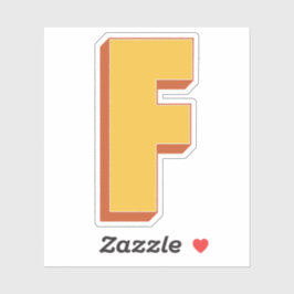 Letter F Monogram, Bold 3D Type Font Initial  Sticker
