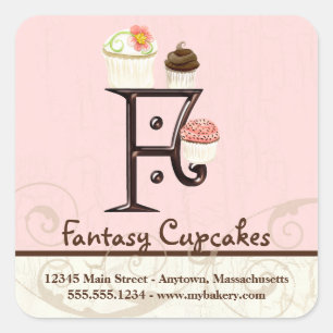Letter F Monogram Cupcake Logo Zakelijke Stickers
