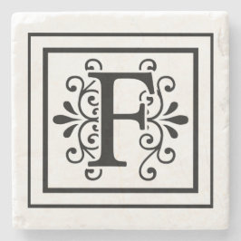 Letter F Monogram Stone Onderzetters