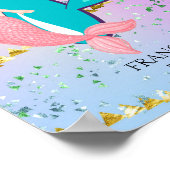 Letter F Monogram Waterverf Cute Mermaid Nursery Poster (Hoek)