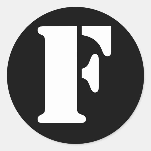Letter F Stencil Alphabet van Janz Black Ronde Sticker (Voorkant)