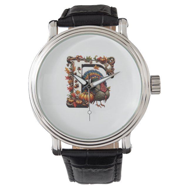 Letter f Thanksgiving gift style  Horloge (Voorkant)