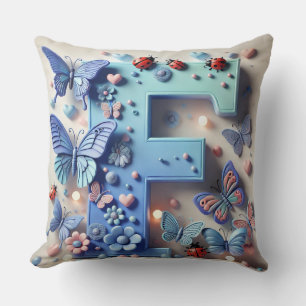 🦋 Letter F Vlinder Lieveheersbeestje Monogram 🌸 Kussen