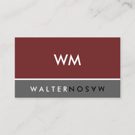 Letter Flip Monogram Company Deep Red Gray Visitekaartje (Voorkant)