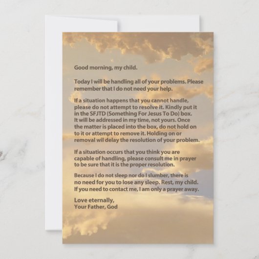 Letter from God Faith Encouragement & Blessings Kaart (Voorkant)