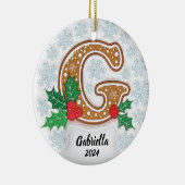 Letter G Aangepaste naam Kerstmis Keramisch Ornament (Rechts)