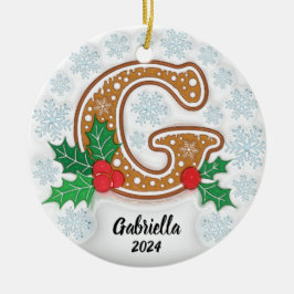 Letter G Aangepaste naam Kerstmis Keramisch Ornament