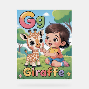 Letter G Alfabetposter – G staat voor Giraffe Acryl Bord