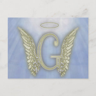 Letter G Angel Monogram Briefkaart
