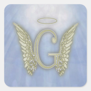 Letter G Angel Monogram Vierkante Sticker