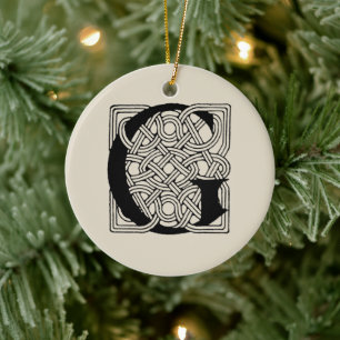 Letter G Celtic Knot Monogram Keramisch Ornament