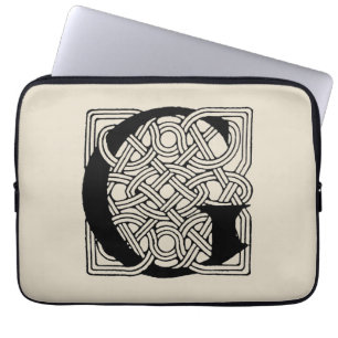 Letter G Celtic Knot Monogram Laptop Sleeve