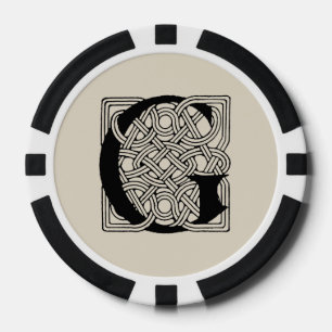 Letter G  Celtic Knot Monogram Poker Chips