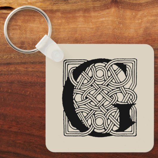 Letter G Celtic Knot Monogram Sleutelhanger (Voorkant)
